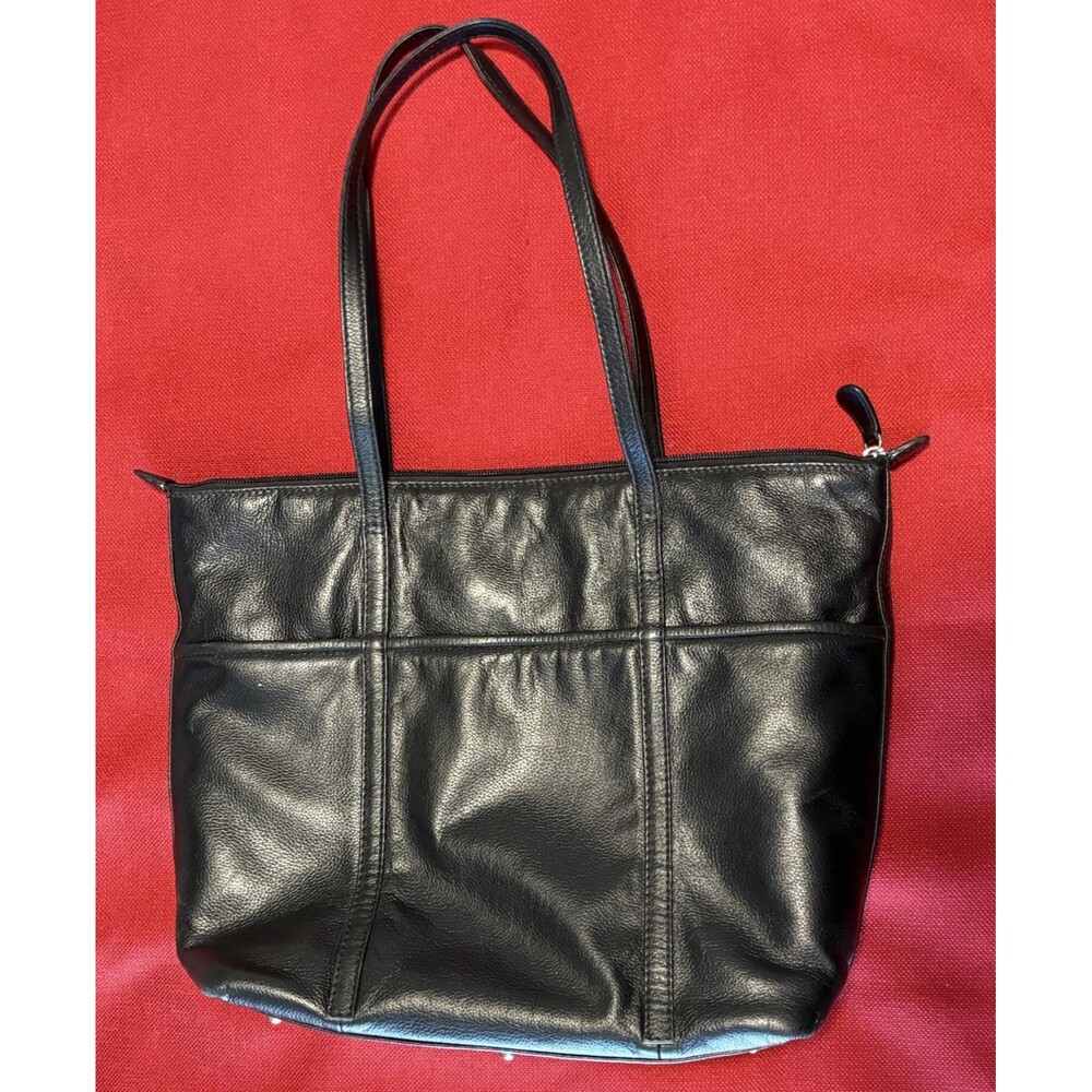 Black Leather Work Tote Shoulder Bag Large High Quality Excellent cond. RFID